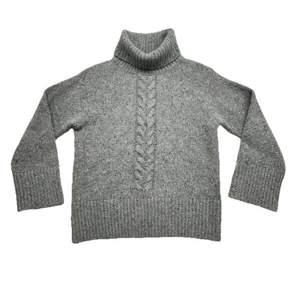 Brooks Brothers Womens Medium Wool Cable Knit Sweater Gray Thick Turtleneck - Picture 1 of 9